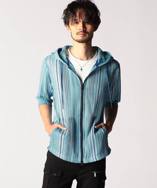 NICOLE CLUB FOR MEN(ニコルクラブフォーメン)の「ラッセルレース5分袖フードパーカー(パーカー・メンズ・グレー系その他/ブルー系その他2/ブルー系その他・MEDIUM/X-LARGE/LARGE)」の22枚目の写真