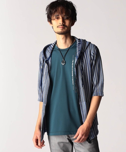 NICOLE CLUB FOR MEN（ニコルクラブフォーメン）の「ラッセルレース5分袖フードパーカー（パーカー・メンズ・グレー系その他/ブルー系その他2/ブルー系その他・MEDIUM/X-LARGE/LARGE）」の3枚目の写真