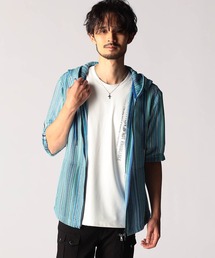 NICOLE CLUB FOR MEN | ラッセルレース5分袖フードパーカー(パーカー)