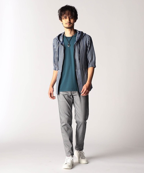 NICOLE CLUB FOR MEN（ニコルクラブフォーメン）の「ラッセルレース5分袖フードパーカー（パーカー・メンズ・グレー系その他/ブルー系その他2/ブルー系その他・MEDIUM/X-LARGE/LARGE）」の5枚目の写真