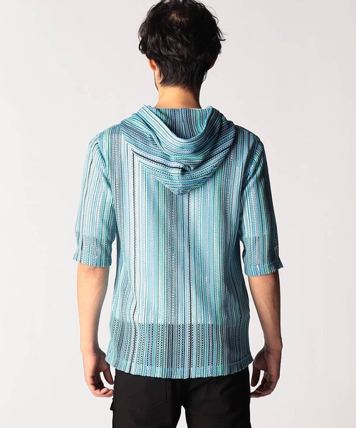 NICOLE CLUB FOR MEN（ニコルクラブフォーメン）の「ラッセルレース5分袖フードパーカー（パーカー・メンズ・グレー系その他/ブルー系その他2/ブルー系その他・MEDIUM/X-LARGE/LARGE）」の8枚目の写真