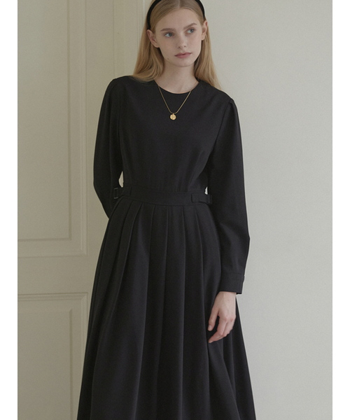 NONLOCAL(ノンローカル)の「Round Belted Pleats Dress - Black(ワンピース・レディース・その他・M/S)」の2枚目の写真