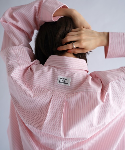 ANME(アンメ)の「カラーストライプシャツ(シャツ/ブラウス・レディース・オフホワイト/キナリ/ピンク・L/M)」の3枚目の写真