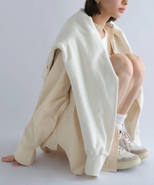 ANME(アンメ)の「カラーストライプシャツ(シャツ/ブラウス・レディース・オフホワイト/キナリ/ピンク・L/M)」の2枚目の写真