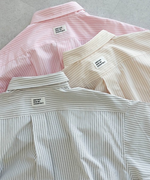 ANME(アンメ)の「カラーストライプシャツ(シャツ/ブラウス・レディース・オフホワイト/キナリ/ピンク・L/M)」の4枚目の写真