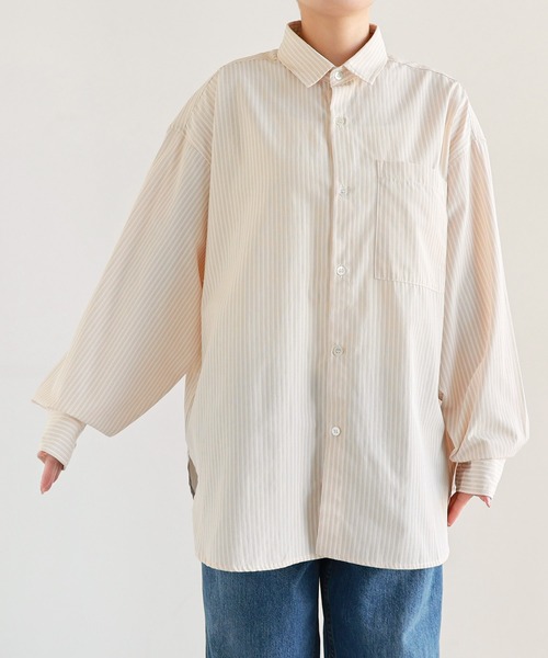 ANME(アンメ)の「カラーストライプシャツ(シャツ/ブラウス・レディース・オフホワイト/キナリ/ピンク・L/M)」の5枚目の写真