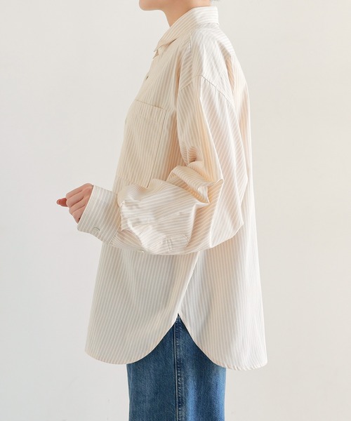 ANME(アンメ)の「カラーストライプシャツ(シャツ/ブラウス・レディース・オフホワイト/キナリ/ピンク・L/M)」の6枚目の写真
