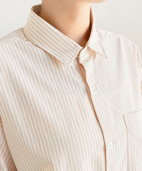 ANME(アンメ)の「カラーストライプシャツ(シャツ/ブラウス・レディース・オフホワイト/キナリ/ピンク・L/M)」の11枚目の写真