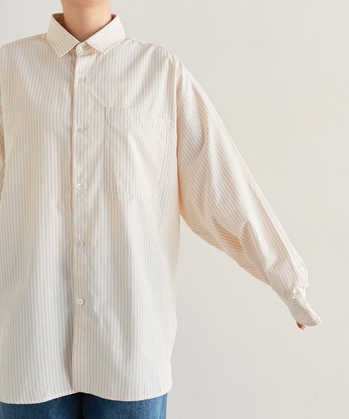 ANME(アンメ)の「カラーストライプシャツ(シャツ/ブラウス・レディース・オフホワイト/キナリ/ピンク・L/M)」の13枚目の写真
