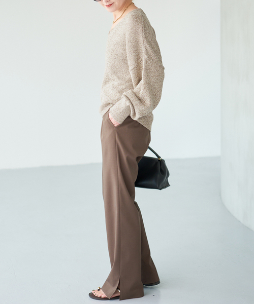 Spick & Span(スピックアンドスパン)の「レーヨンペーパーヤーンVネックプルオーバー(ニット/セーター・レディース・ブラック/グリーン/ベージュ・FREE)」の18枚目の写真