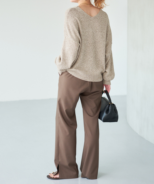 Spick & Span(スピックアンドスパン)の「レーヨンペーパーヤーンVネックプルオーバー(ニット/セーター・レディース・ブラック/グリーン/ベージュ・FREE)」の19枚目の写真