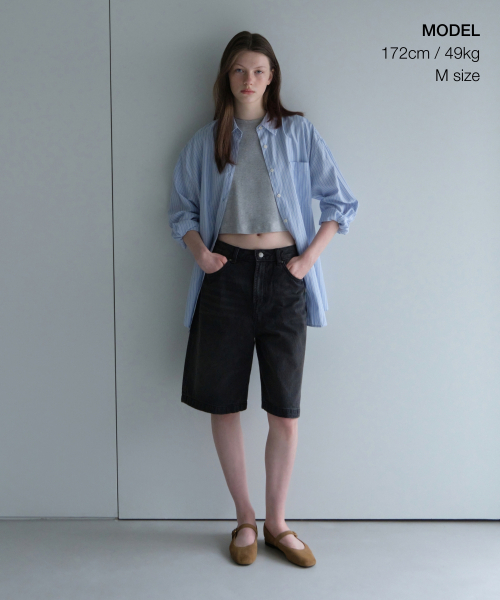 MUSINSA STANDARD WOMAN（ムシンサスタンダードウーマン）の「ウィメンズオーバーサイズストライプシルキーシャツ[ブルー]（シャツ/ブラウス・レディース・その他・LARGE/SMALL/X-SMALL/MEDIUM）」の2枚目の写真
