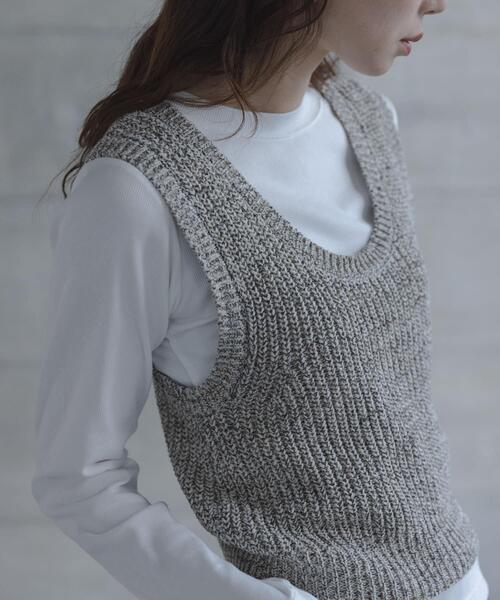 URBAN RESEARCH Sonny Label(アーバンリサーチサニーレーベル)の「スムースタッチテレコリブクルーネックプルオーバー(Tシャツ/カットソー・レディース・グレー/オフホワイト・FREE)」の3枚目の写真