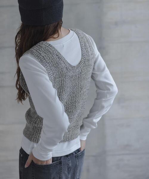 URBAN RESEARCH Sonny Label(アーバンリサーチサニーレーベル)の「スムースタッチテレコリブクルーネックプルオーバー(Tシャツ/カットソー・レディース・グレー/オフホワイト・FREE)」の4枚目の写真