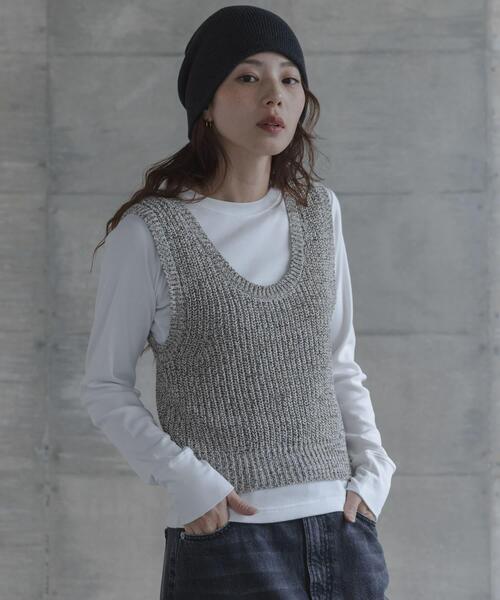 URBAN RESEARCH Sonny Label(アーバンリサーチサニーレーベル)の「スムースタッチテレコリブクルーネックプルオーバー(Tシャツ/カットソー・レディース・グレー/オフホワイト・FREE)」の6枚目の写真