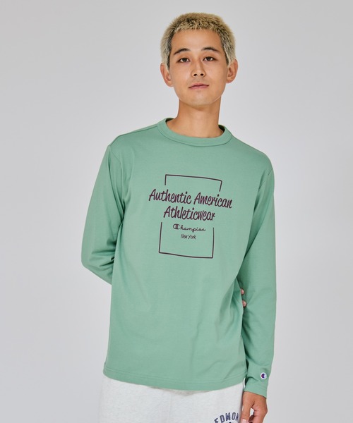 Champion(チャンピオン)の「【Champion/チャンピオン】メンズ ベーシック ロングスリーブTシャツ(Tシャツ/カットソー・メンズ・ブラック/ネイビー/ライトグリーン/ホワイト・MEDIUM/LARGE/X-LARGE)」の3枚目の写真