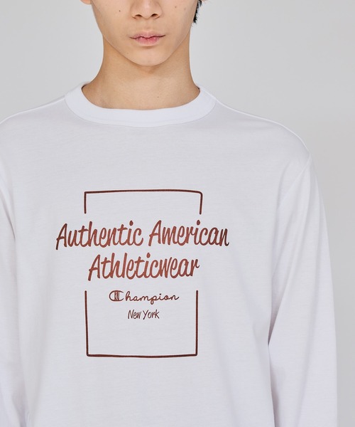 Champion(チャンピオン)の「【Champion/チャンピオン】メンズ ベーシック ロングスリーブTシャツ(Tシャツ/カットソー・メンズ・ブラック/ネイビー/ライトグリーン/ホワイト・MEDIUM/LARGE/X-LARGE)」の6枚目の写真