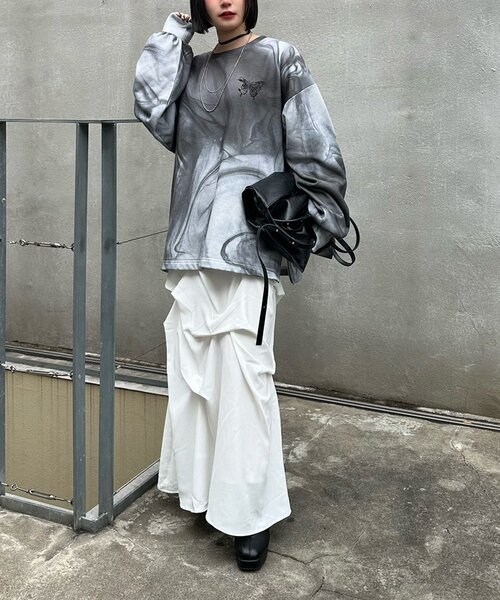 Mavie..7（メヴィセットゥ）の「【Mavie..7】【3サイズ展開】タックデザインロングスカート（スカート・レディース・オフホワイト/ブラック・SMALL/MEDIUM/X-SMALL）」の7枚目の写真