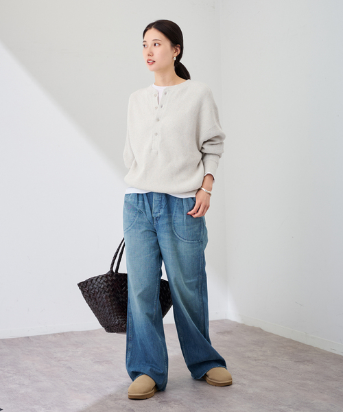 FRAMeWORK（フレームワーク）の「≪WEB限定 / 追加≫ワッフルヘンリープルオーバー（Tシャツ/カットソー・レディース・アイボリー/ベージュ系その他/スミクロ/ダークブルー・FREE）」の18枚目の写真