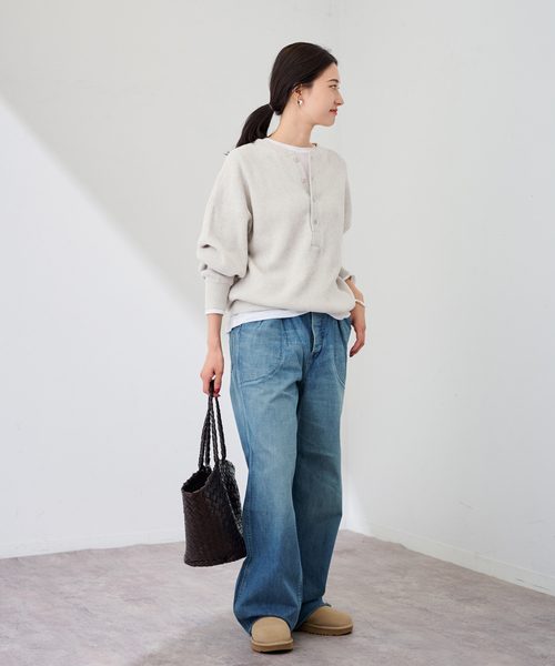 FRAMeWORK（フレームワーク）の「≪WEB限定 / 追加≫ワッフルヘンリープルオーバー（Tシャツ/カットソー・レディース・アイボリー/ベージュ系その他/スミクロ/ダークブルー・FREE）」の19枚目の写真