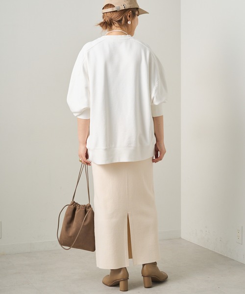 PUAL CE CIN(ピュアルセシン)の「総針ニットナロースカート(スカート・レディース・ブラック/グレー/アイボリー・FREE)」の4枚目の写真