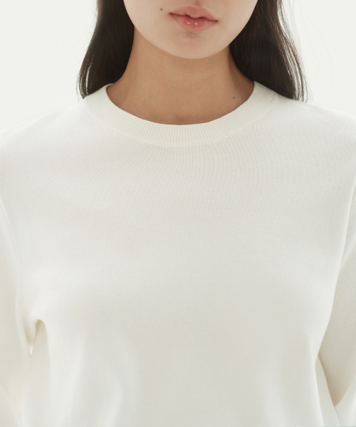 MUSINSA STANDARD WOMAN（ムシンサスタンダードウーマン）の「ウィメンズウォッシャブルスーピマコットンクルーネックニット[アイボリー]（ニット/セーター・レディース・その他・SMALL/MEDIUM/LARGE/X-SMALL）」の10枚目の写真