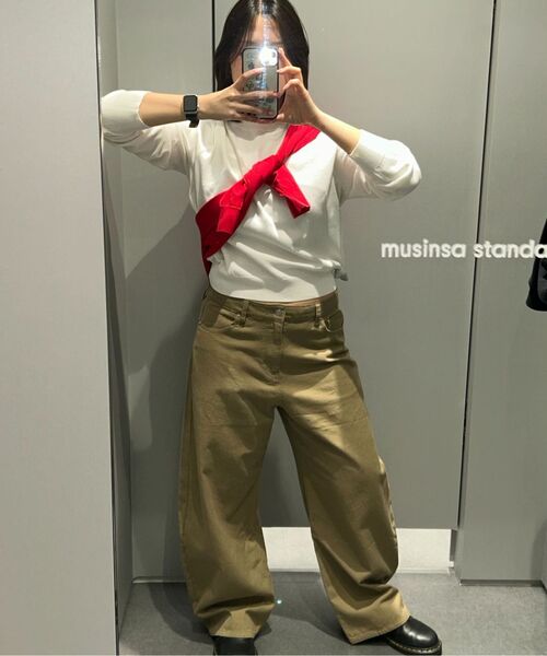 MUSINSA STANDARD WOMAN（ムシンサスタンダードウーマン）の「ウィメンズウォッシャブルスーピマコットンクルーネックニット[アイボリー]（ニット/セーター・レディース・その他・SMALL/MEDIUM/LARGE/X-SMALL）」の12枚目の写真