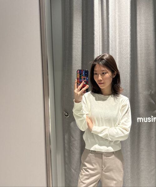 MUSINSA STANDARD WOMAN（ムシンサスタンダードウーマン）の「ウィメンズウォッシャブルスーピマコットンクルーネックニット[アイボリー]（ニット/セーター・レディース・その他・SMALL/MEDIUM/LARGE/X-SMALL）」の15枚目の写真