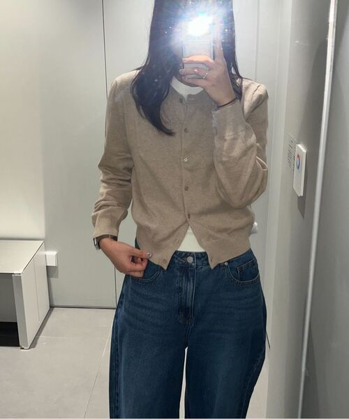 MUSINSA STANDARD WOMAN（ムシンサスタンダードウーマン）の「ウィメンズウォッシャブルスーピマコットンクルーネックニット[アイボリー]（ニット/セーター・レディース・その他・SMALL/MEDIUM/LARGE/X-SMALL）」の2枚目の写真