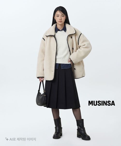 MUSINSA STANDARD WOMAN（ムシンサスタンダードウーマン）の「ウィメンズウォッシャブルスーピマコットンクルーネックニット[アイボリー]（ニット/セーター・レディース・その他・SMALL/MEDIUM/LARGE/X-SMALL）」の3枚目の写真