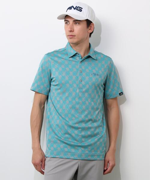 PING(ピン)の「【PING APPAREL】AZモノグラムジャカードブロックロゴ半袖ポロシャツ <PERFORMANCE> (MENS)(ポロシャツ・メンズ・ブラック/グレー/ホワイト・S/L/M/LL1/LL)」の1枚目の写真