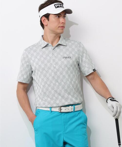 PING(ピン)の「【PING APPAREL】AZモノグラムジャカードブロックロゴ半袖ポロシャツ <PERFORMANCE> (MENS)(ポロシャツ・メンズ・ブラック/グレー/ホワイト・S/L/M/LL1/LL)」の2枚目の写真