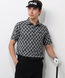 【PING APPAREL】AZモノグラムジャカードブロックロゴ半袖ポロシャツ <PERFORMANCE> (MENS)