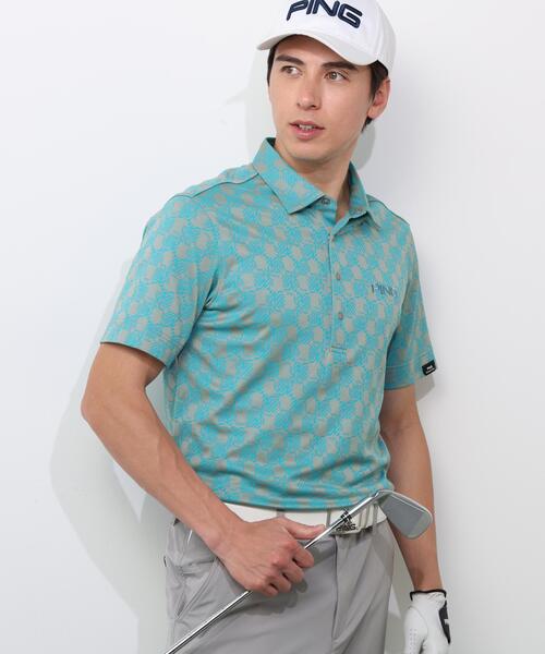 PING(ピン)の「【PING APPAREL】AZモノグラムジャカードブロックロゴ半袖ポロシャツ <PERFORMANCE> (MENS)(ポロシャツ・メンズ・ブラック/グレー/ホワイト・S/L/M/LL1/LL)」の6枚目の写真