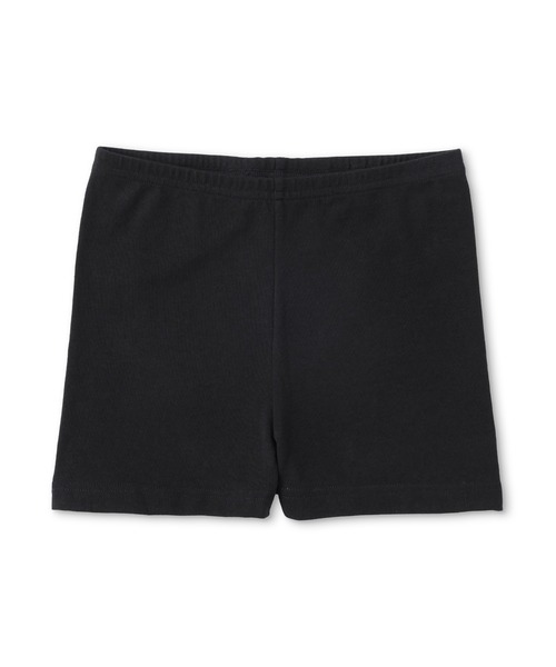 無印良品(ムジルシリョウヒン)の「キッズ ストレッチ天竺編み スカートの下に履く オーバーパンツ(一分丈レギンス)(レギンス/スパッツ・キッズ・ブラック・110/120/130/140/150)」の1枚目の写真