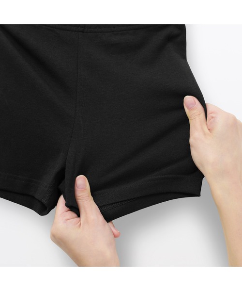 無印良品(ムジルシリョウヒン)の「キッズ ストレッチ天竺編み スカートの下に履く オーバーパンツ(一分丈レギンス)(レギンス/スパッツ・キッズ・ブラック・110/120/130/140/150)」の4枚目の写真