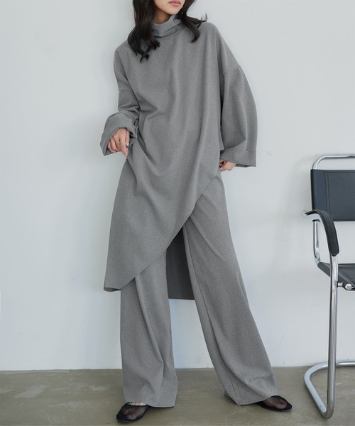 KOBE LETTUCE（コウベレタス）の「[ 2点セット ] リラクシーセットアップ（Tシャツ/カットソー・レディース・グレー/ブラック・M）」の3枚目の写真