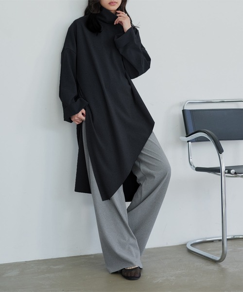 KOBE LETTUCE（コウベレタス）の「[ 2点セット ] リラクシーセットアップ（Tシャツ/カットソー・レディース・グレー/ブラック・M）」の6枚目の写真