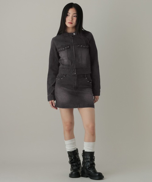 3.3 Field Trip (3.3フィールドトリップ)の「【セットアップ着用可能】3.3 Field Trip/スタッズデニムミニスカート(デニムスカート・レディース・ブラック/ブルー・MEDIUM/SMALL)」の20枚目の写真