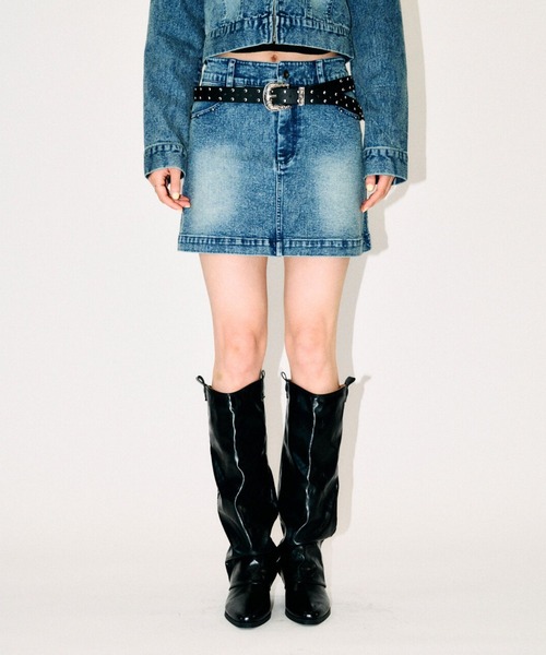 3.3 Field Trip (3.3フィールドトリップ)の「【セットアップ着用可能】3.3 Field Trip/スタッズデニムミニスカート(デニムスカート・レディース・ブラック/ブルー・MEDIUM/SMALL)」の17枚目の写真