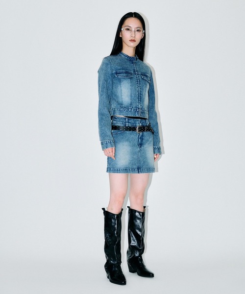 3.3 Field Trip (3.3フィールドトリップ)の「【セットアップ着用可能】3.3 Field Trip/スタッズデニムミニスカート(デニムスカート・レディース・ブラック/ブルー・MEDIUM/SMALL)」の21枚目の写真