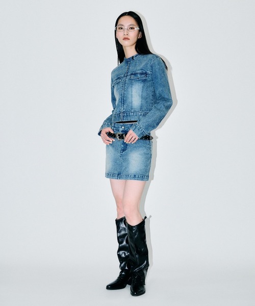 3.3 Field Trip (3.3フィールドトリップ)の「【セットアップ着用可能】3.3 Field Trip/スタッズデニムミニスカート(デニムスカート・レディース・ブラック/ブルー・MEDIUM/SMALL)」の22枚目の写真