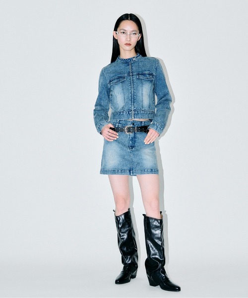 3.3 Field Trip (3.3フィールドトリップ)の「【セットアップ着用可能】3.3 Field Trip/スタッズデニムミニスカート(デニムスカート・レディース・ブラック/ブルー・MEDIUM/SMALL)」の19枚目の写真