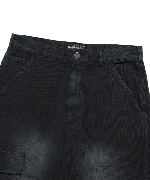 NICE GHOST CLUB（ナイスゴーストクラブ）の「CARPENTER CARGO WASHED JEANS_BLACK(NG2DFUD104A)（デニムパンツ・レディース・ブラック・S/M/L）」の13枚目の写真