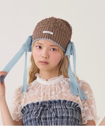 58◆ アーガイルデニムニット【OROKU】　パピリーヒルズ　ニット帽　マフラー kaorinomori｜カオリノモリのニットキャップ/ビーニー通販 - ZOZOTOWN