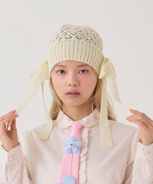 kaorinomori（カオリノモリ）の「kaorinomori  ラメルニット リゼ / カオリノモリ（ニットキャップ/ビーニー・レディース・ホワイト/モカ/ネイビー・FREE）」の4枚目の写真