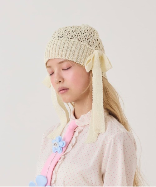 kaorinomori（カオリノモリ）の「kaorinomori  ラメルニット リゼ / カオリノモリ（ニットキャップ/ビーニー・レディース・ホワイト/モカ/ネイビー・FREE）」の5枚目の写真