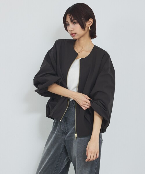 abahouse mavie(アバハウスマヴィ)の「【撥水加工】ノーカラーショートブルゾン/春服/ライトアウター/長袖/きれいめ(ブルゾン・レディース・ブラック/ベージュ・フリー)」の17枚目の写真