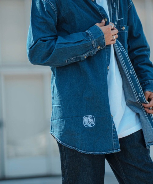 Leyline(レイライン)の「【Leyline】Heavyweight Denim Shirts(シャツ/ブラウス・メンズ・ブラウン/インディゴブルー・M/L/XL)」の8枚目の写真