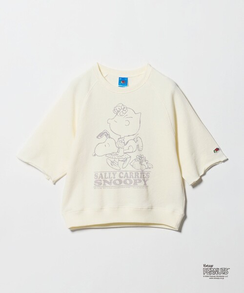 FRUIT OF THE LOOM(フルーツオブザルーム)の「<FRUIT OF THE LOOM×PEANUTS>スウェット 5分袖 / キッズ 140cm-150cm(Tシャツ/カットソー・キッズ・ダークグレー/ライトブルー/オフホワイト・140cm/150cm)」の1枚目の写真